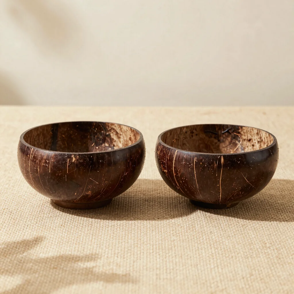 Polished Coconut Shell Bowls Set